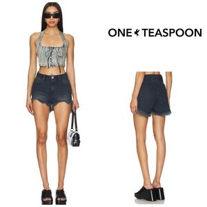 One Teaspoon High Waisted Bandits Jean Shorts in Black